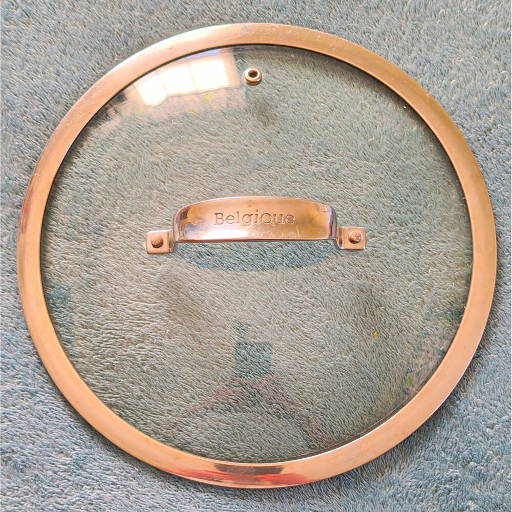 Belgique Round Clear Glass Lid w/ Stainless Steel Rim & Handle 10 in